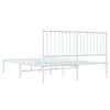 vidaXL Metal Bed Frame without Mattress with Headboard White 140x190cm