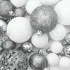 vidaXL 120 Piece Christmas Ball Set with Peak and 300 LEDs White&Gey
