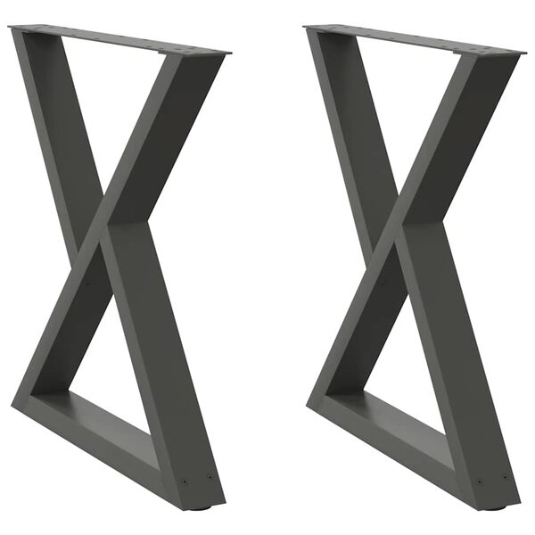 vidaXL Dining Table Legs 2 pcs Anthracite 80x(72-73.3) cm Steel