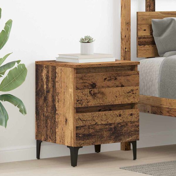 vidaXL Bedside Cabinet 2 pcs Old wood 40 x 35 x 50 cm Engineered wood