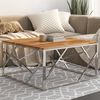 vidaXL Coffee Table Silver Stainless Steel and Solid Acacia Wood