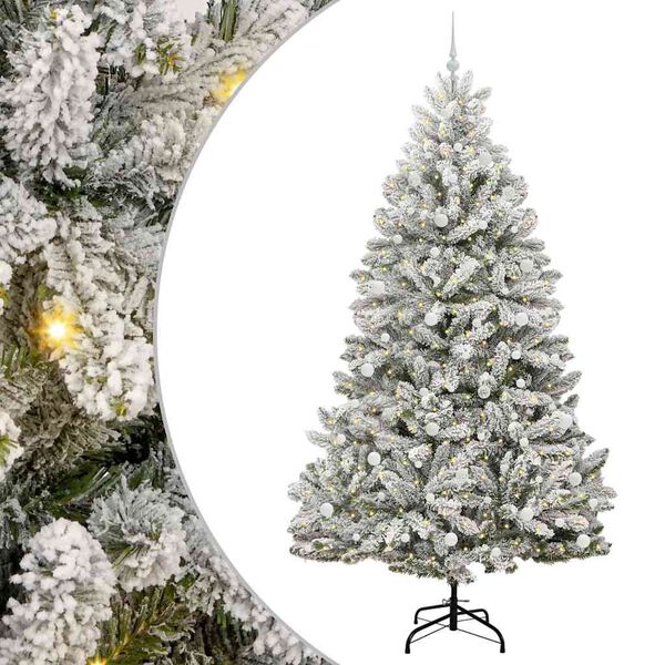 vidaXL Artificial Christmas Tree Green and White 240 cm PVC and Metal