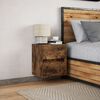 vidaXL Wall-mounted Bedside Cabinet with LED Lights Smoked Oak