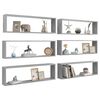 vidaXL Wall Cube Shelf 6 pcs Concrete Grey 100x15x30 cm Engineered Wood