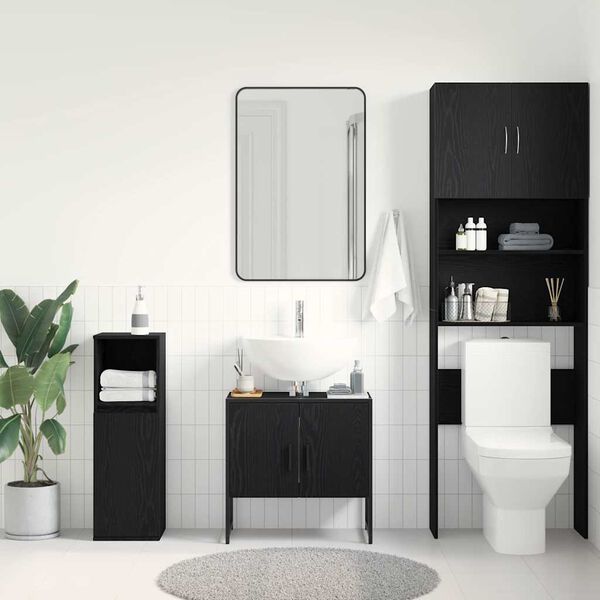 vidaXL Bathroom Sink Cabinet Black Oak 60 x 30 x 60 cm Engineered Wood