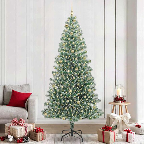 vidaXL Artificial Christmas Tree Snow Flocked with LED Light 240 cm