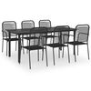 vidaXL Garden Dining Set | Black | Powder-coated steel, glass, cotton rope