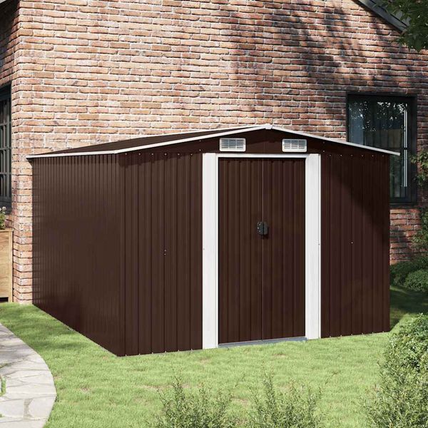 vidaXL Garden Shed 257x298x178 cm Metal Brown