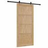 vidaXL Sliding Door Natural and Black 93 x 202 cm Solid Pine Wood