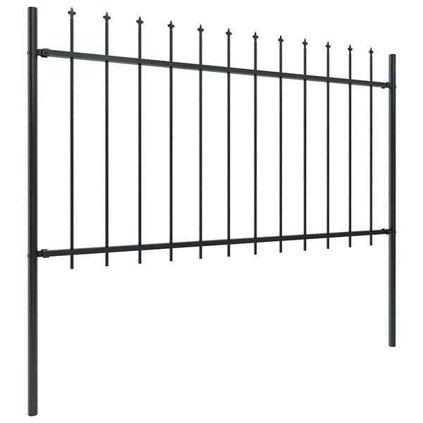vidaXL Garden Fence Woerden with Spear Top Steel 181x100 cm Black