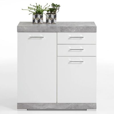 FMD Dresser with 2 Doors & 2 Drawers 80x34.9x89.9 cm Concrete and White