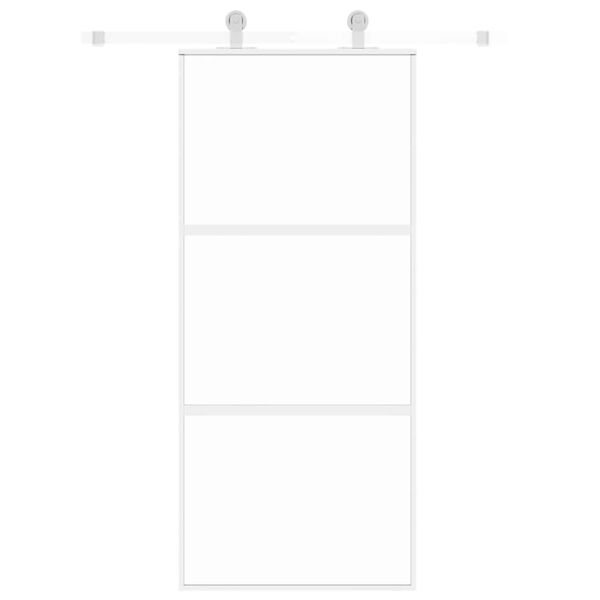 vidaXL Sliding Door White 90x205 cm Tempered Glass and Aluminium