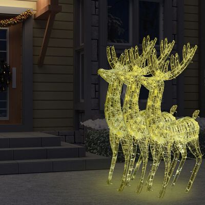 vidaXL XXL Acrylic Christmas Reindeers 250 LED 3 pcs 180 cm Warm White