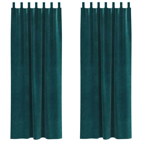 vidaXL Blackout Curtains 2 pcs Dark Green 140 x 225 cm Velvet