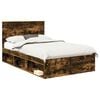 vidaXL Bed Frame Smoked Oak 120 x 200 cm Solid Pine Wood