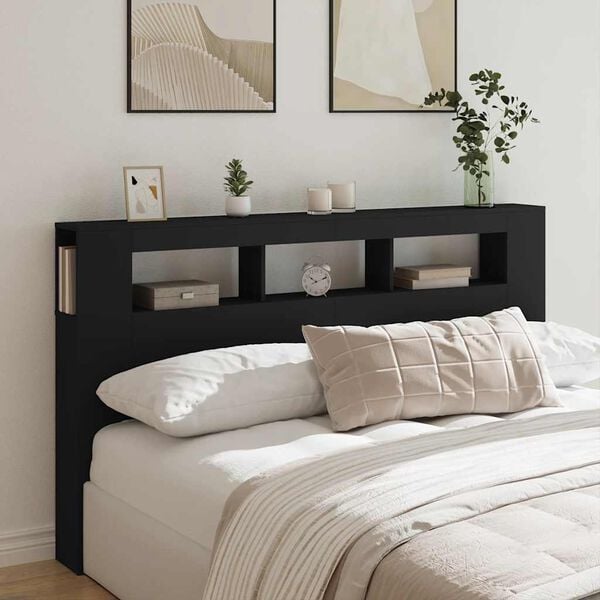 vidaXL LED Headboard Black 180x18.5x103.5 cm Engineered Wood