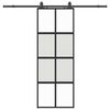vidaXL Sliding Door with Hardware Set Black 76x205 cm Tempered Glass