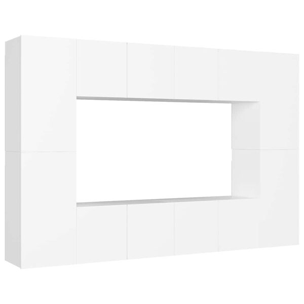 vidaXL 8 Piece TV Cabinet Set White Engineered Wood