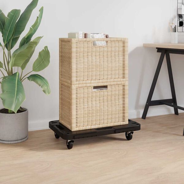 vidaXL Transport Trolleys 3 pcs Black 58x38x12 cm Polypropylene