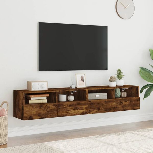 vidaXL TV Wall Cabinets 2 pcs Smoked Oak 80x30x30 cm Engineered Wood