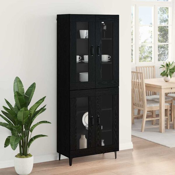 vidaXL Highboard Black Oak 69.5 x 34 x 180 cm Engineered Wood