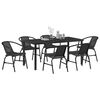 vidaXL Garden Dining Set 7 pcs Black Powder-Coated Steel