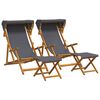 vidaXL Deck Chair 4 pcs 3 Position Solid Eucalyptus Wood Grey