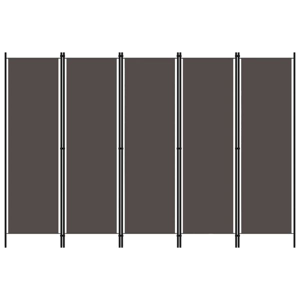 vidaXL 5-Panel Room Divider Anthracite 250x180 cm