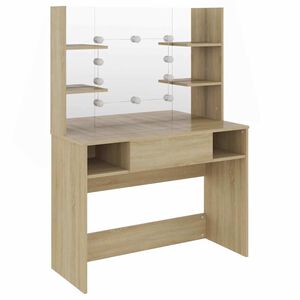 vidaXL Makeup Table with LED Lights 100x40x135 cm MDF Oak