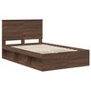 vidaXL Bed Frame with Headboard Brown Oak 120 x 190 cm Solid Pine Wood