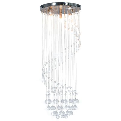 vidaXL Ceiling Lamp with Crystal Beads Silver Spiral G9