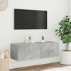 vidaXL TV Wall Cabinet with LED Lights Concrete Grey 100x35x31 cm