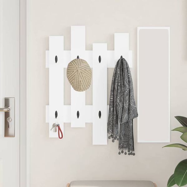 vidaXL Wall-Mounted Coat Rack White 60 x 3 x 82 cm Engineered wood