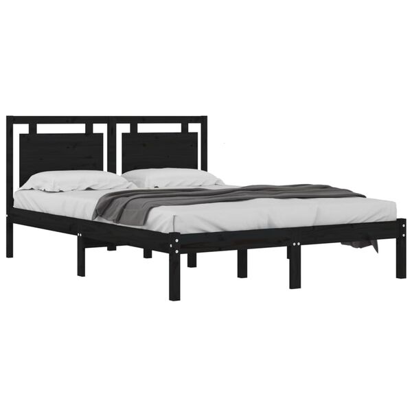 vidaXL Bed Frame without Mattress Black 200x200 cm Solid Wood