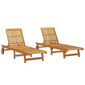 vidaXL Sun Loungers 2 pcs with Wheels Solid Wood Acacia