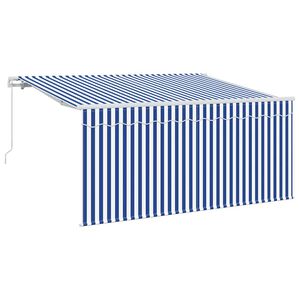 vidaXL Retractable Awning Retractable Blue and White 300 x 200 cm