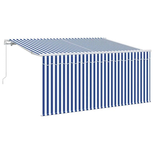 vidaXL Retractable Awning Retractable Blue and White 300 x 200 cm
