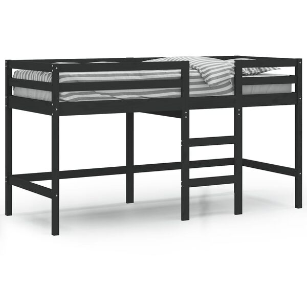 vidaXL Kids' Loft Bed without Mattress with Ladder Black 90x200 cm