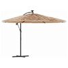 vidaXL Garden Parasol with LEDs and Steel Pole Brown 246x246x230 cm