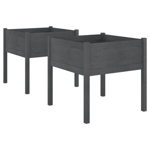 vidaXL Garden Planter | Set of 2 | Grey | Solid pinewood | Large | Tough