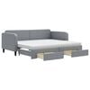 vidaXL Daybed with Trundle and Drawers Light Grey 90x190 cm Fabric