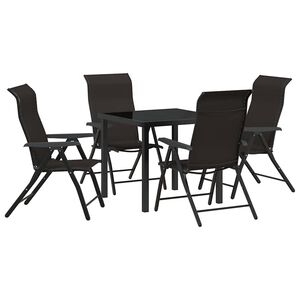 vidaXL Garden Dining Set 5 pcs Black Coffee Powder-Coated Steel