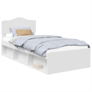 vidaXL Bed Frame with Headboard White 75 x 190 cm Solid Pine Wood