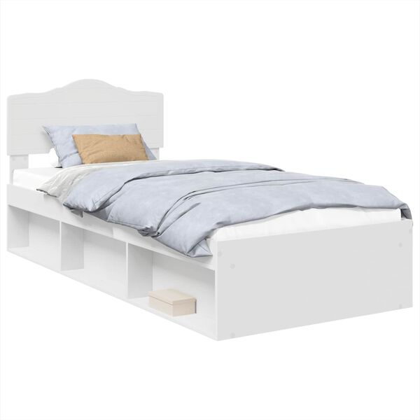 vidaXL Bed Frame with Headboard White 75 x 190 cm Solid Pine Wood