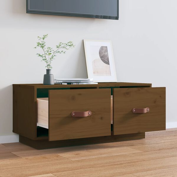 vidaXL TV Cabinet Honey Brown 80x34x35 cm Solid Wood Pine