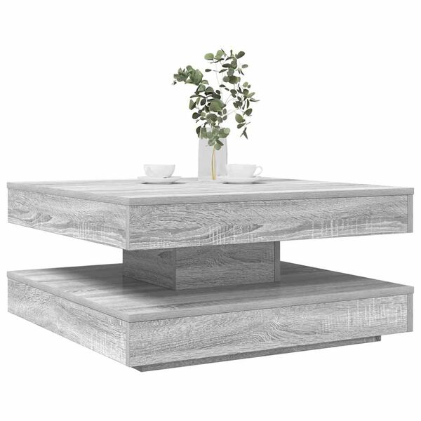 vidaXL Coffee Table 360-Degree Rotatable Grey Sonoma 70x70x34.5 cm