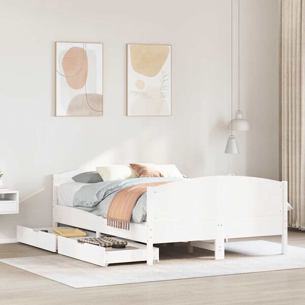 vidaXL Bed Frame without Mattress White 140x190 cm Solid Wood Pine