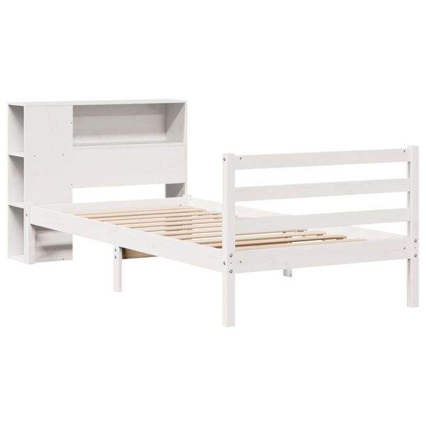 vidaXL Bookcase Bed without Mattress White 75x190 cm Small Single Solid Wood Pine