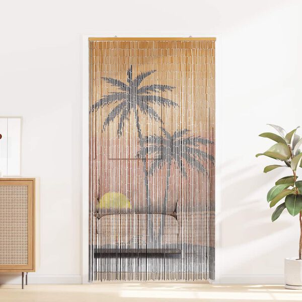 vidaXL Insect Door Curtain Palm Tree Print 100x200 cm Bamboo