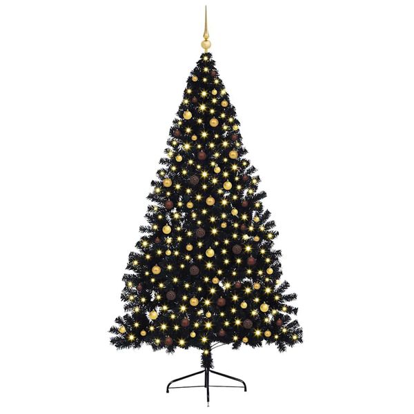 vidaXL Artificial Pre-lit Christmas Tree Black 240 cm PVC